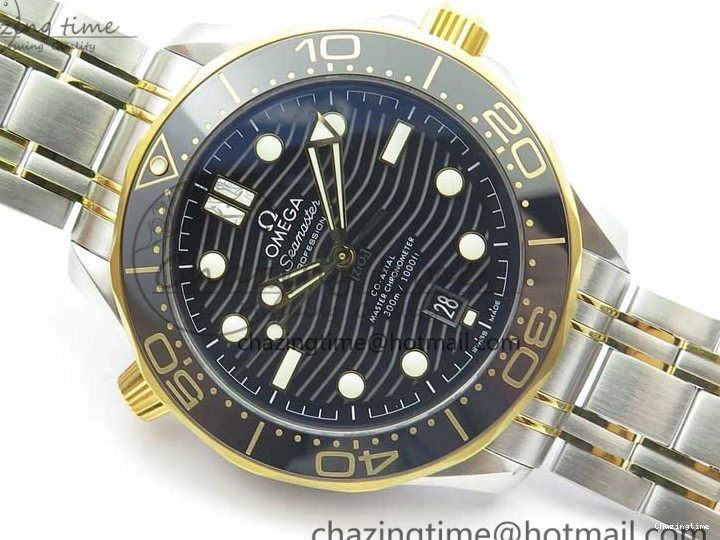 1103 MultiPurpose 2018 Seamaster Diver 300M SS YG VSF 1:1 Best Edition YG Bezel Black Dial on SS YG Bracelet A 7937
